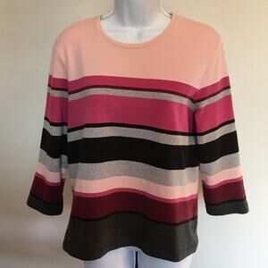 Croft & Barrow Stretch Long Sleeve Stripped Shirt LG